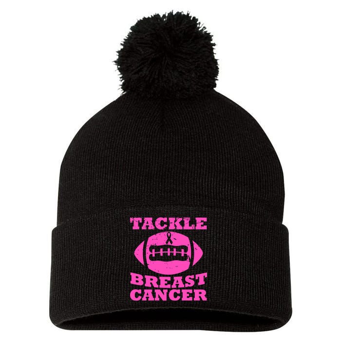 Tackle Breast Cancer Pom Pom 12in Knit Beanie