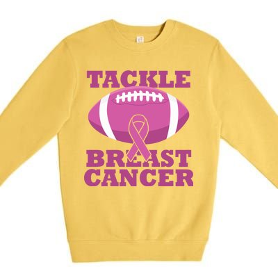 Tackle Breast Cancer Awareness Football  Premium Crewneck Sweatshirt