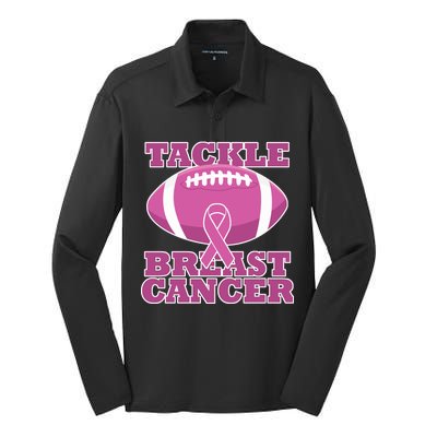 Tackle Breast Cancer Awareness Football  Silk Touch Performance Long Sleeve Polo