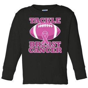 Tackle Breast Cancer Awareness Football  Toddler Long Sleeve Shirt