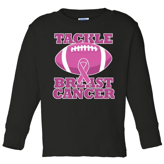 Tackle Breast Cancer Awareness Football  Toddler Long Sleeve Shirt