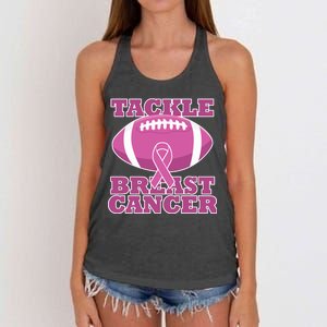 Tackle Breast Cancer Awareness Football  Women's Knotted Racerback Tank