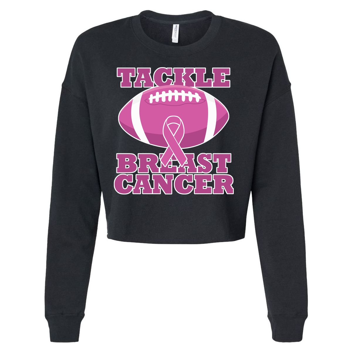 Tackle Breast Cancer Awareness Football  Cropped Pullover Crew