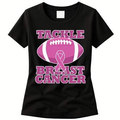 Tackle Breast Cancer Awareness Football  Womens T-Shirt