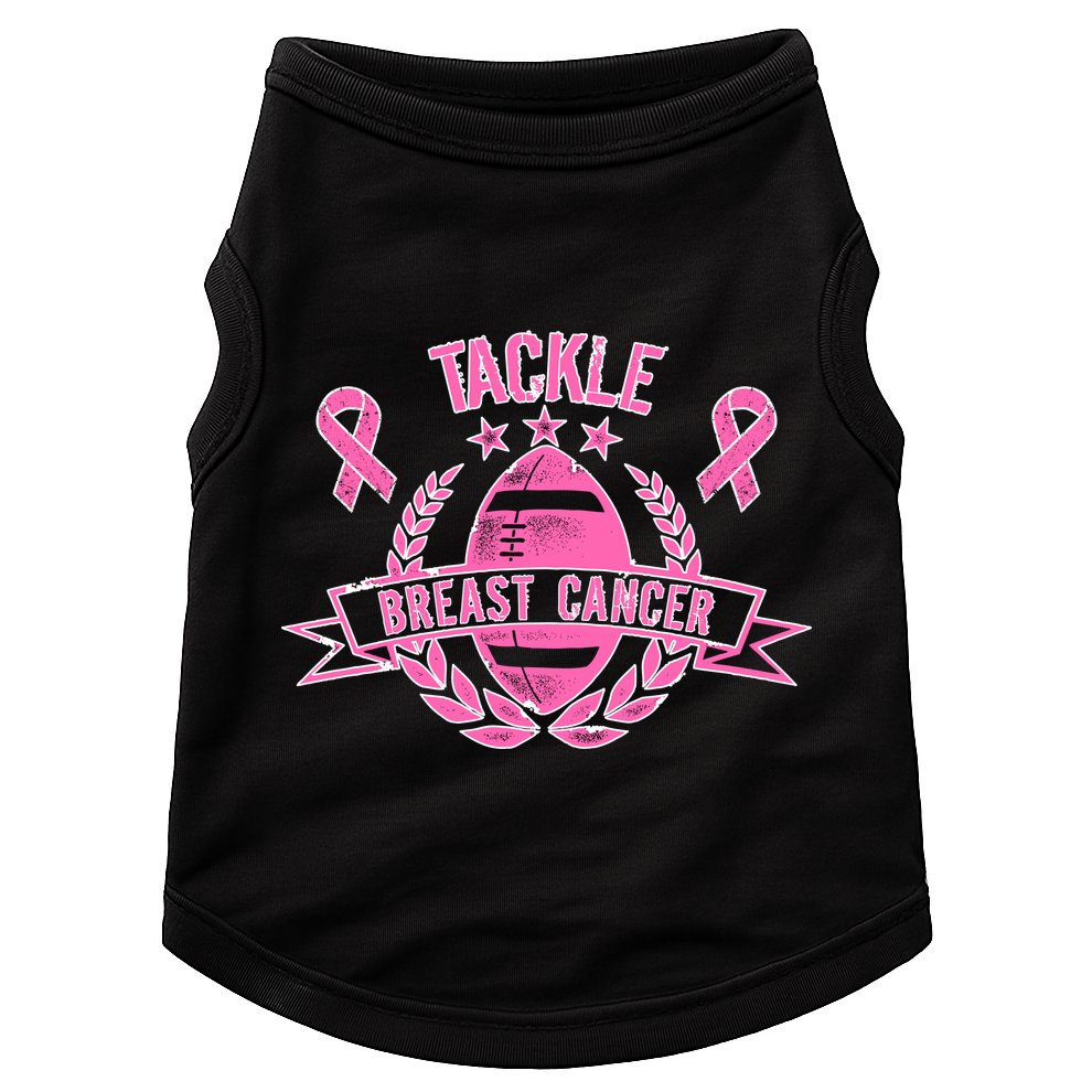 Tackle Breast Cancer Football Pink Ribbon Doggie Tank