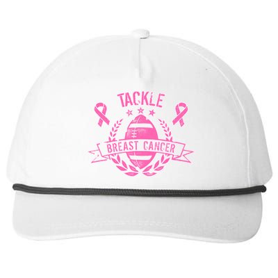 Tackle Breast Cancer Football Pink Ribbon Snapback Five-Panel Rope Hat