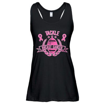 Tackle Breast Cancer Football Pink Ribbon Ladies Essential Flowy Tank