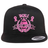 Tackle Breast Cancer Football Pink Ribbon Flat Bill Trucker Hat