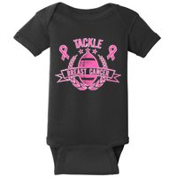 Tackle Breast Cancer Football Pink Ribbon Baby Bodysuit