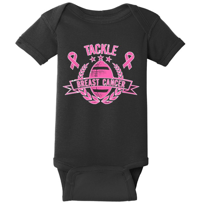 Tackle Breast Cancer Football Pink Ribbon Baby Bodysuit