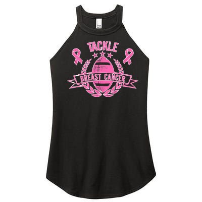 Tackle Breast Cancer Football Pink Ribbon Women’s Perfect Tri Rocker Tank