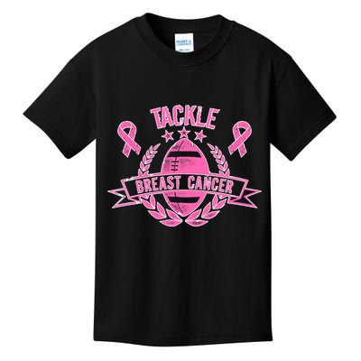 Tackle Breast Cancer Football Pink Ribbon Kids T-Shirt