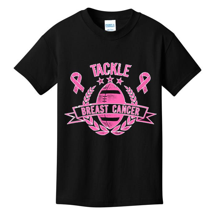 Tackle Breast Cancer Football Pink Ribbon Kids T-Shirt