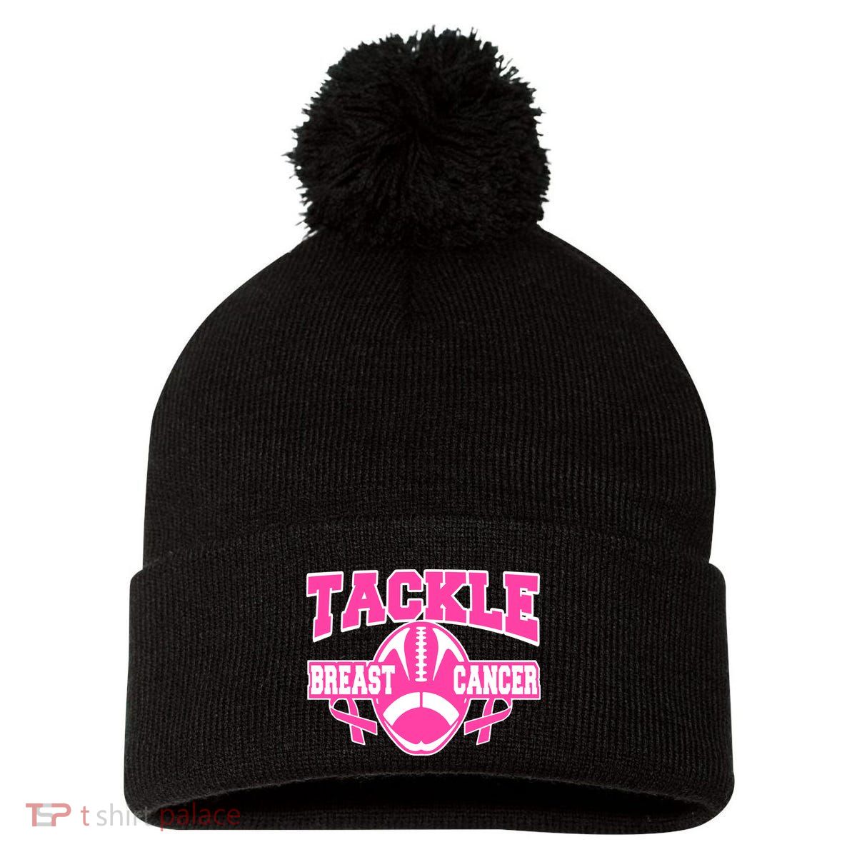 Tackle Breast Cancer1 Pom Pom 12in Knit Beanie