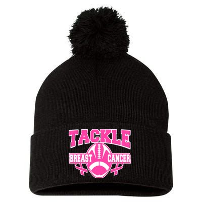 Tackle Breast Cancer1 Pom Pom 12in Knit Beanie