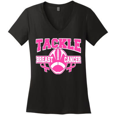 Tackle Breast Cancer1 Women's V-Neck T-Shirt