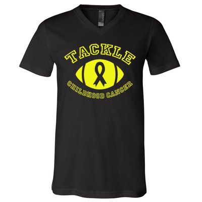 Tackle Childhood Cancer V-Neck T-Shirt