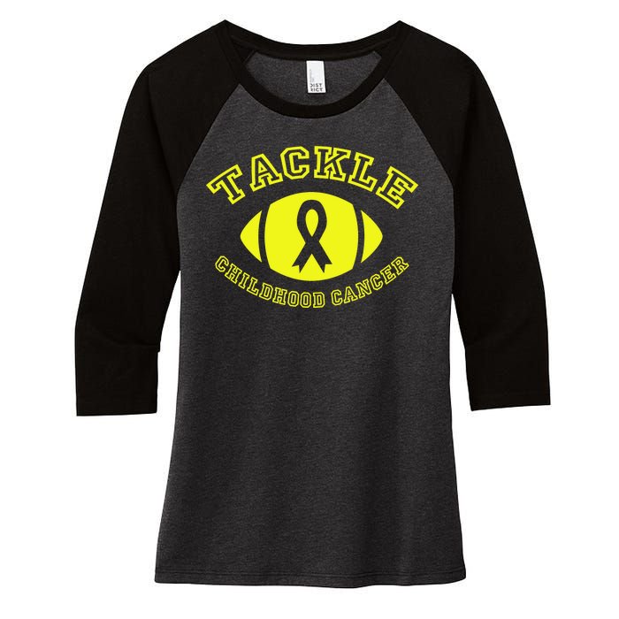 Tackle Childhood Cancer Women's Tri-Blend 3/4-Sleeve Raglan Shirt