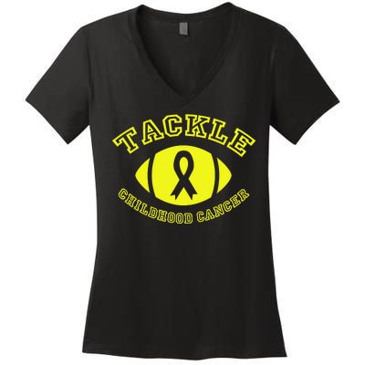 Tackle Childhood Cancer Women's V-Neck T-Shirt