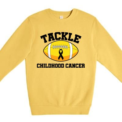 Tackle Childhood Cancer Football Logo Premium Crewneck Sweatshirt