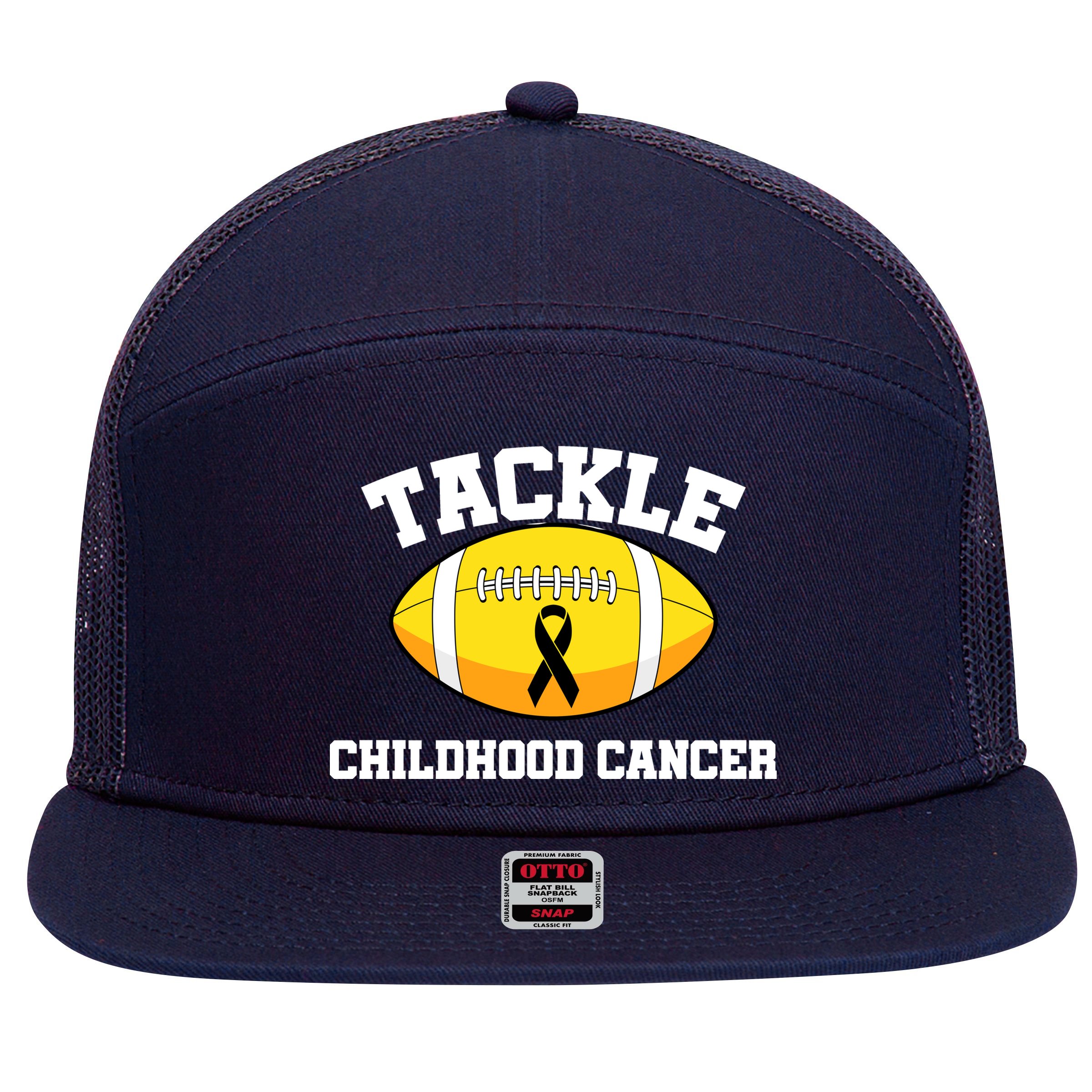 Tackle Childhood Cancer Football Logo 7 Panel Mesh Trucker Snapback Hat