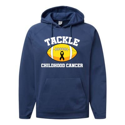 Tackle Childhood Cancer Football Logo Performance Fleece Hoodie