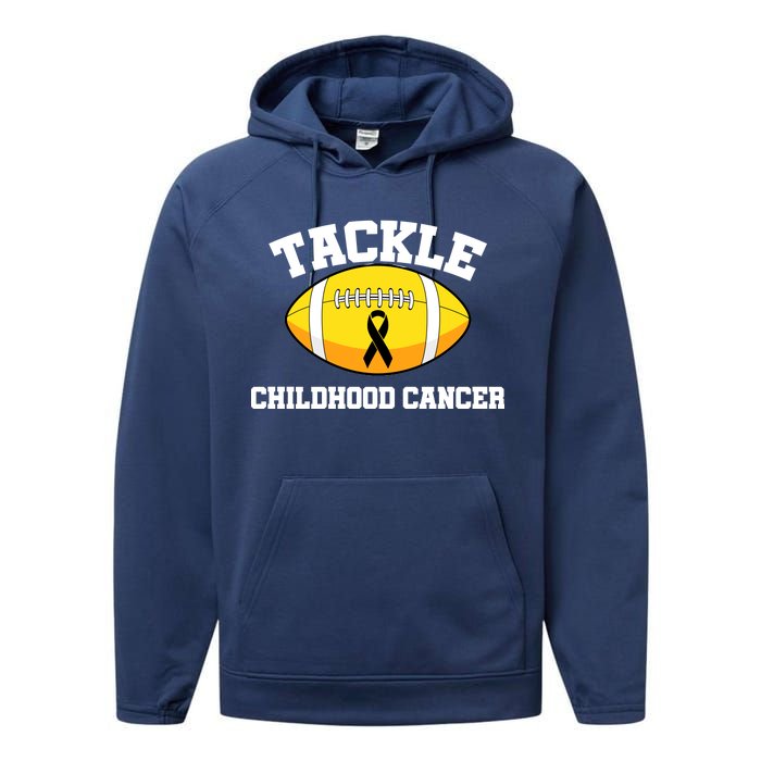 Tackle Childhood Cancer Football Logo Performance Fleece Hoodie