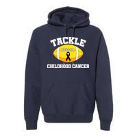 Tackle Childhood Cancer Football Logo Premium Hoodie