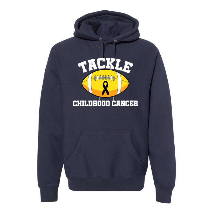 Tackle Childhood Cancer Football Logo Premium Hoodie