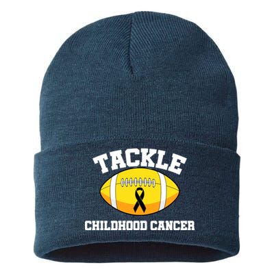 Tackle Childhood Cancer Football Logo Sustainable Knit Beanie