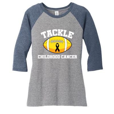 Tackle Childhood Cancer Football Logo Women's Tri-Blend 3/4-Sleeve Raglan Shirt