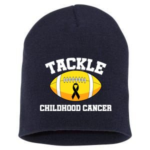 Tackle Childhood Cancer Football Logo Short Acrylic Beanie