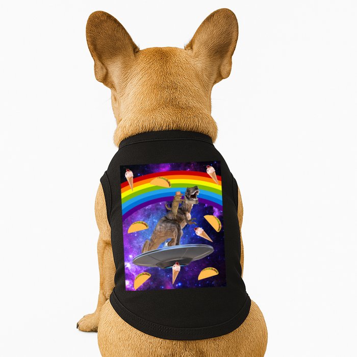 Taco Kitty Riding T-Rex Rainbow Space Cat Doggie Tank