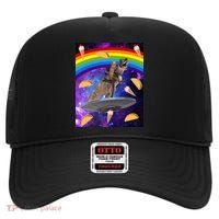 Taco Kitty Riding T-Rex Rainbow Space Cat High Crown Mesh Back Trucker Hat