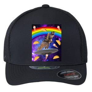 Taco Kitty Riding T-Rex Rainbow Space Cat Flexfit Unipanel Trucker Cap