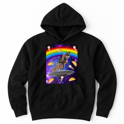 Taco Kitty Riding T-Rex Rainbow Space Cat Hoodie