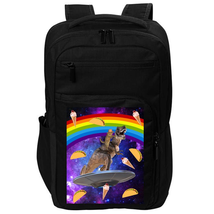 Taco Kitty Riding T-Rex Rainbow Space Cat Impact Tech Backpack