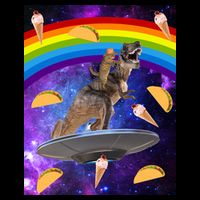 Taco Kitty Riding T-Rex Rainbow Space Cat Impact Tech Backpack