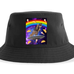 Taco Kitty Riding T-Rex Rainbow Space Cat Sustainable Bucket Hat