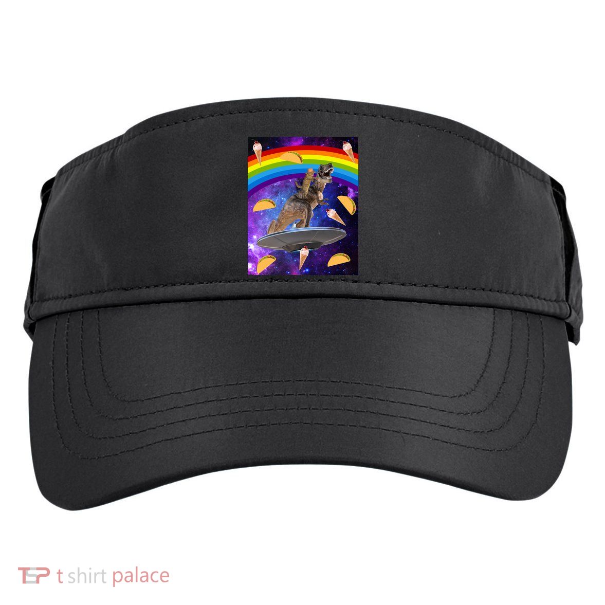 Taco Kitty Riding T-Rex Rainbow Space Cat Adult Drive Performance Visor
