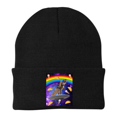 Taco Kitty Riding T-Rex Rainbow Space Cat Beanie