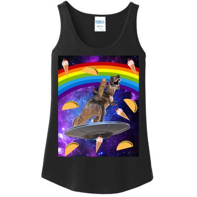 Taco Kitty Riding T-Rex Rainbow Space Cat Ladies Essential Tank