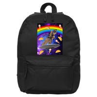 Taco Kitty Riding T-Rex Rainbow Space Cat 16 in Basic Backpack