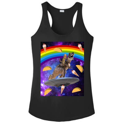 Taco Kitty Riding T-Rex Rainbow Space Cat Ladies PosiCharge Competitor Racerback Tank