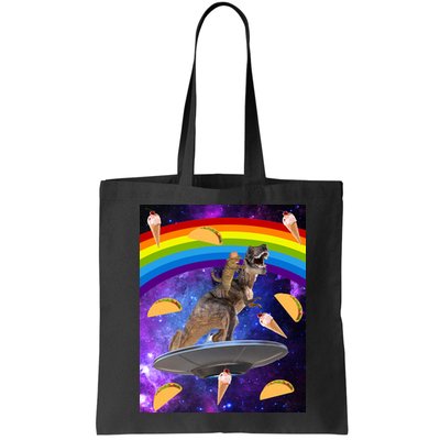 Taco Kitty Riding T-Rex Rainbow Space Cat Bag