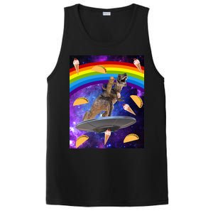 Taco Kitty Riding T-Rex Rainbow Space Cat PosiCharge Competitor Tank