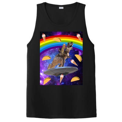 Taco Kitty Riding T-Rex Rainbow Space Cat PosiCharge Competitor Tank