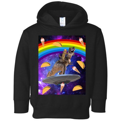 Taco Kitty Riding T-Rex Rainbow Space Cat Toddler Hoodie