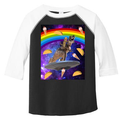 Taco Kitty Riding T-Rex Rainbow Space Cat Toddler Fine Jersey T-Shirt