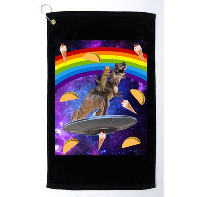 Taco Kitty Riding T-Rex Rainbow Space Cat Golf Towel